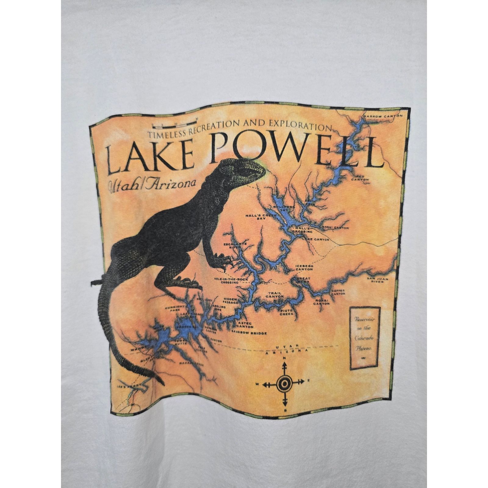 Vintage Vintage Lake Powel Shirt Iguana Lizard Utah Arizona Map Tee Size US L / EU 52-54 / 3 - 2 Thumbnail