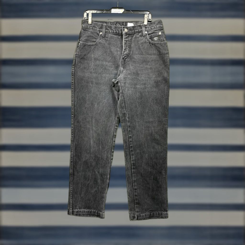 Harley Davidson VINTAGE Harley-Davidson Jeans Womens 10 Black Relaxed Straight Leg Thick Denim Vintage Size 32" / US 10 / IT 46 - 1 Thumbnail