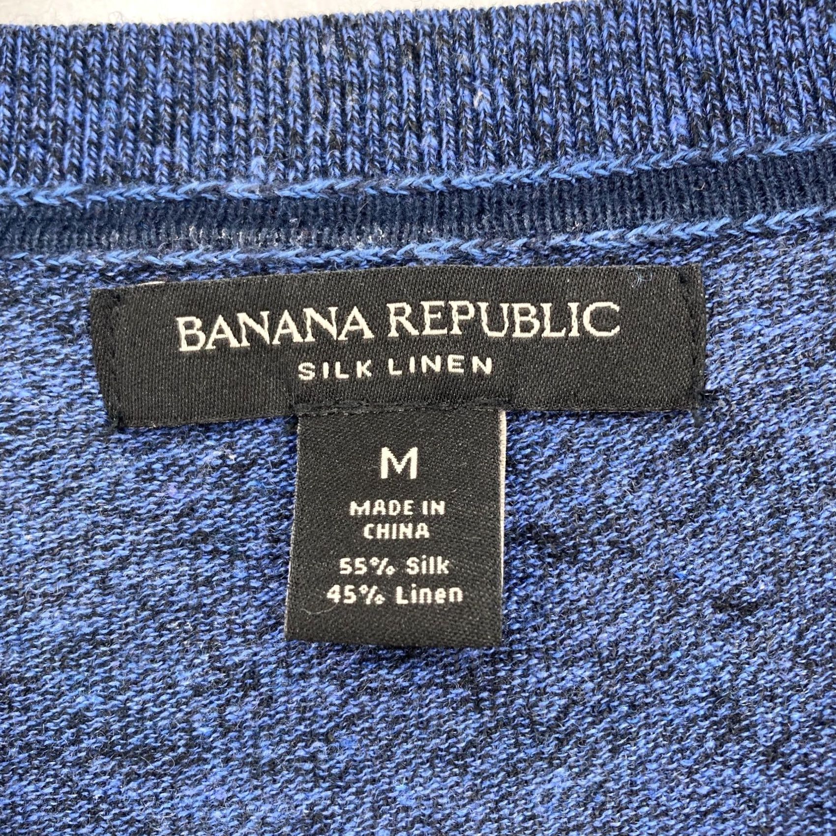 Banana Republic Banana Republic Silk Linen Blend V Neck Sweater Mens M Blue Preppy Casual Pullover Knit Long Sleeve Size US M / EU 48-50 / 2 - 4 Thumbnail