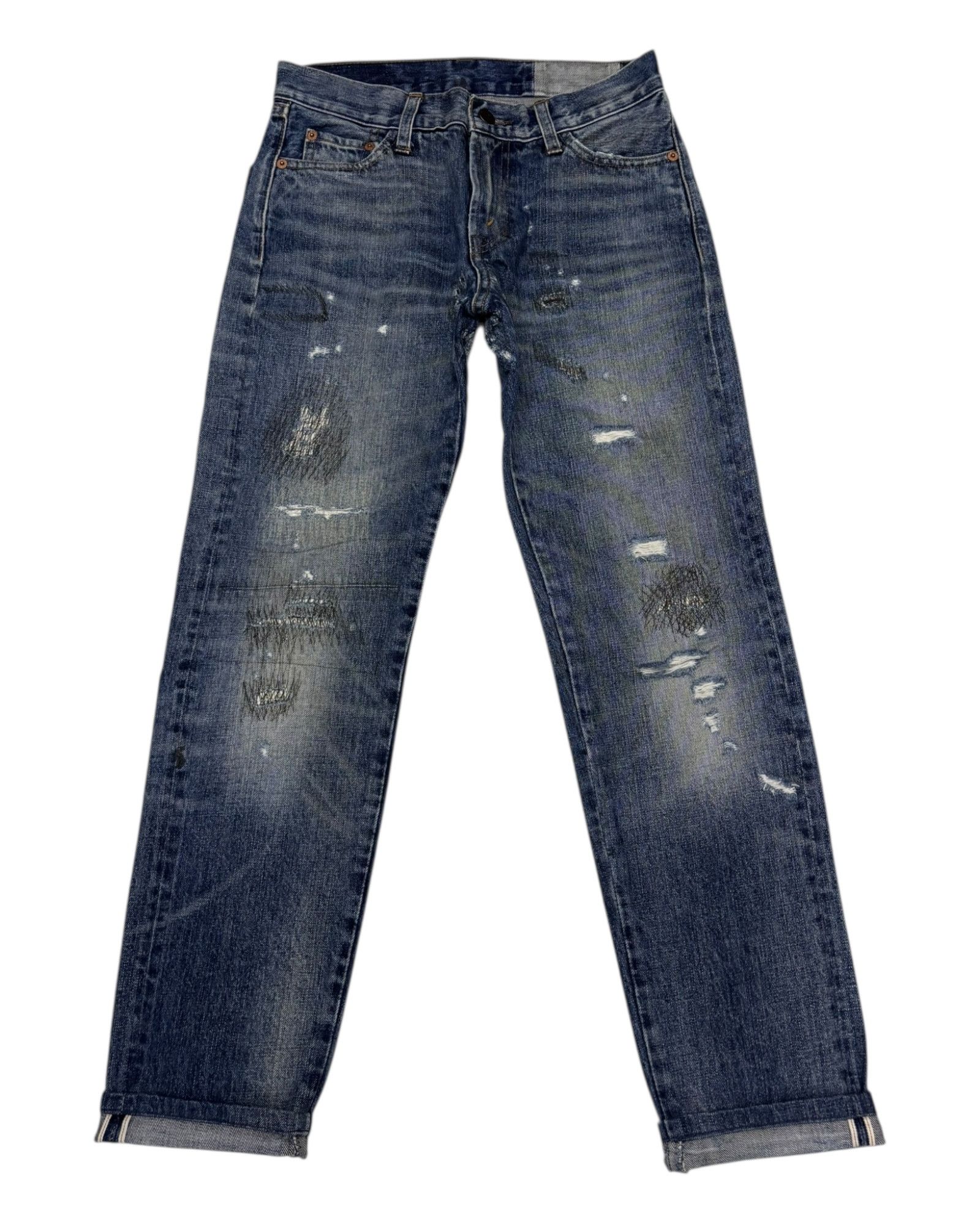 Levi's VINTAGE LEVIS 505 BIG E SELVEDGE DISTRESSED DENIM JEAN Size 27" / US 4 / IT 40 - 1 Thumbnail