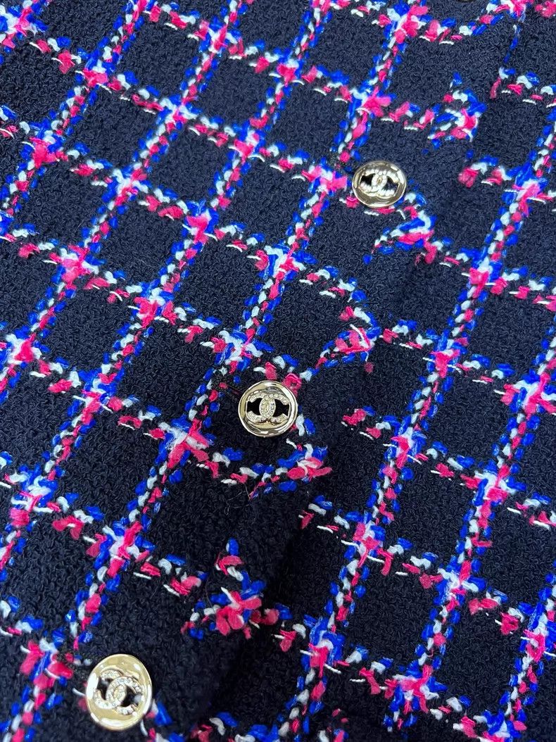 Chanel Chanel Red and blue plaid tweed double C diamond buckle wo Size XXS / US 00 / IT 34 - 4 Thumbnail