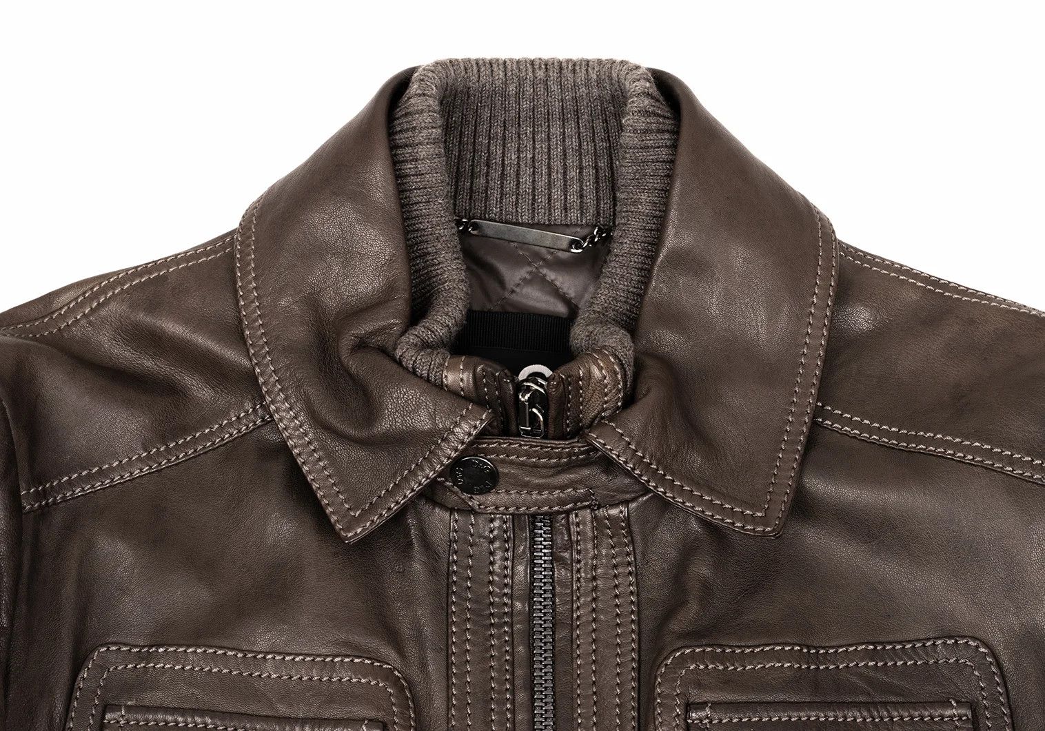 Dolce & Gabbana Pocket Design Quilted Lining Lambskin Leather Blouson Brown Size US S / EU 44-46 / 1 - 3 Thumbnail