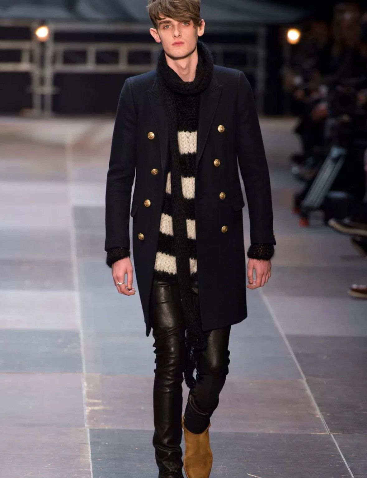 Saint Laurent Paris × Yves Saint Laurent Saint Laurent slp13fw Year 1 Deep Blue Navy breasted Coat Size US S / EU 44-46 / 1 - 5 Thumbnail