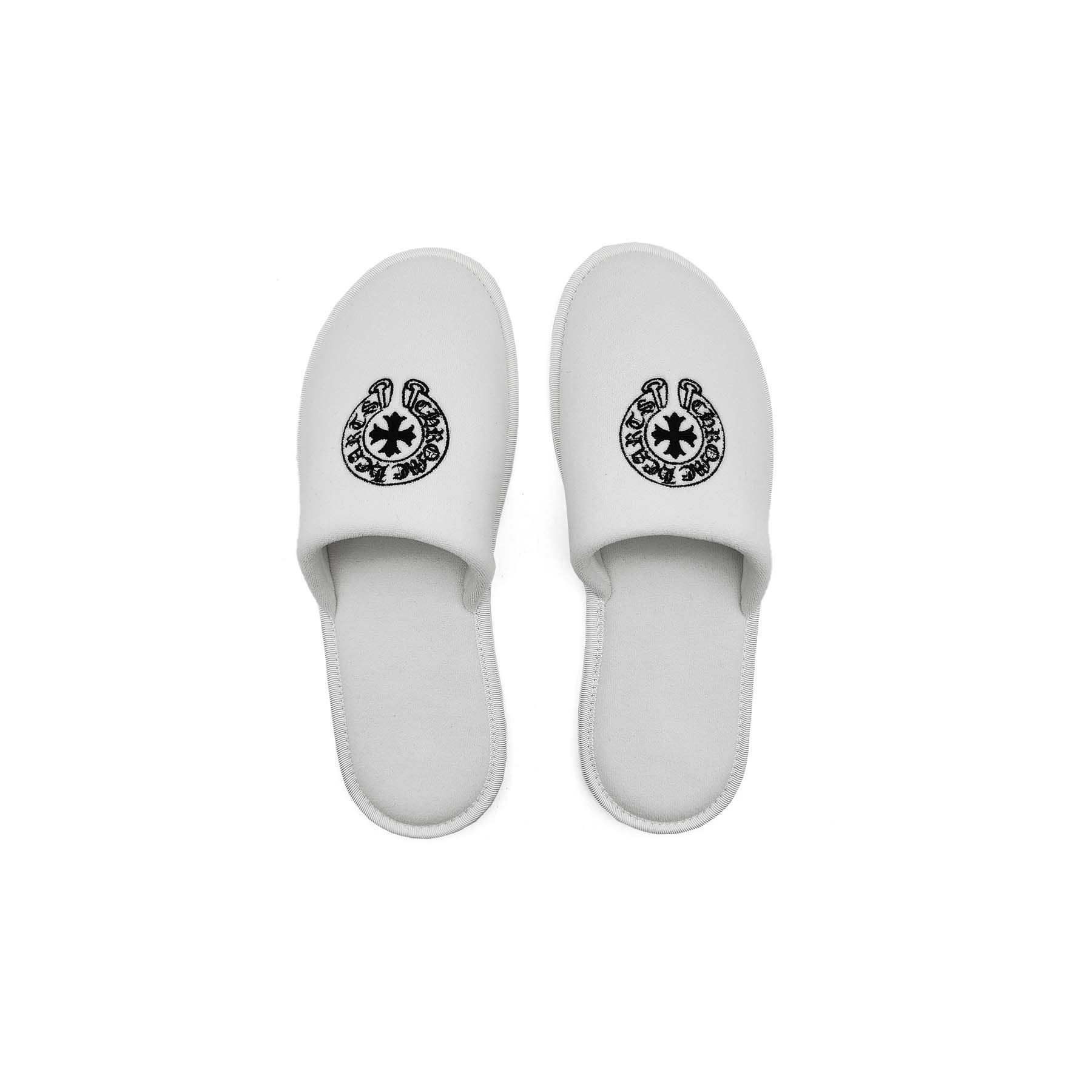 Chrome Hearts Chrome Hearts Horseshoe Embroidered White Slippers Size US 12.5 / EU 45-46 - 1 Thumbnail