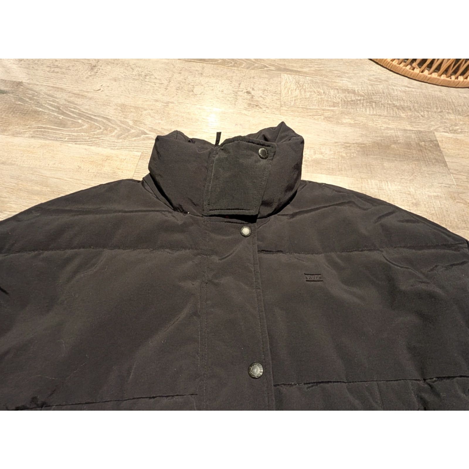 Levi's LEVI'S Womens Quilted Black Coat Puffer Zip Snap Size Large L Jacket Coat Size L / US 10 / IT 46 - 3 Thumbnail