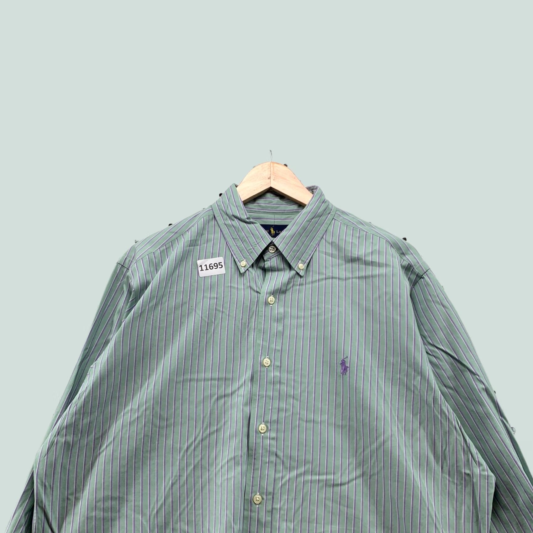 Polo Ralph Lauren Polo Ralph Lauren Shirt Men XL Green Purple Striped Button-Down 16.5 34/35 Classic Fit Size US XL / EU 56 / 4 - 1 Thumbnail