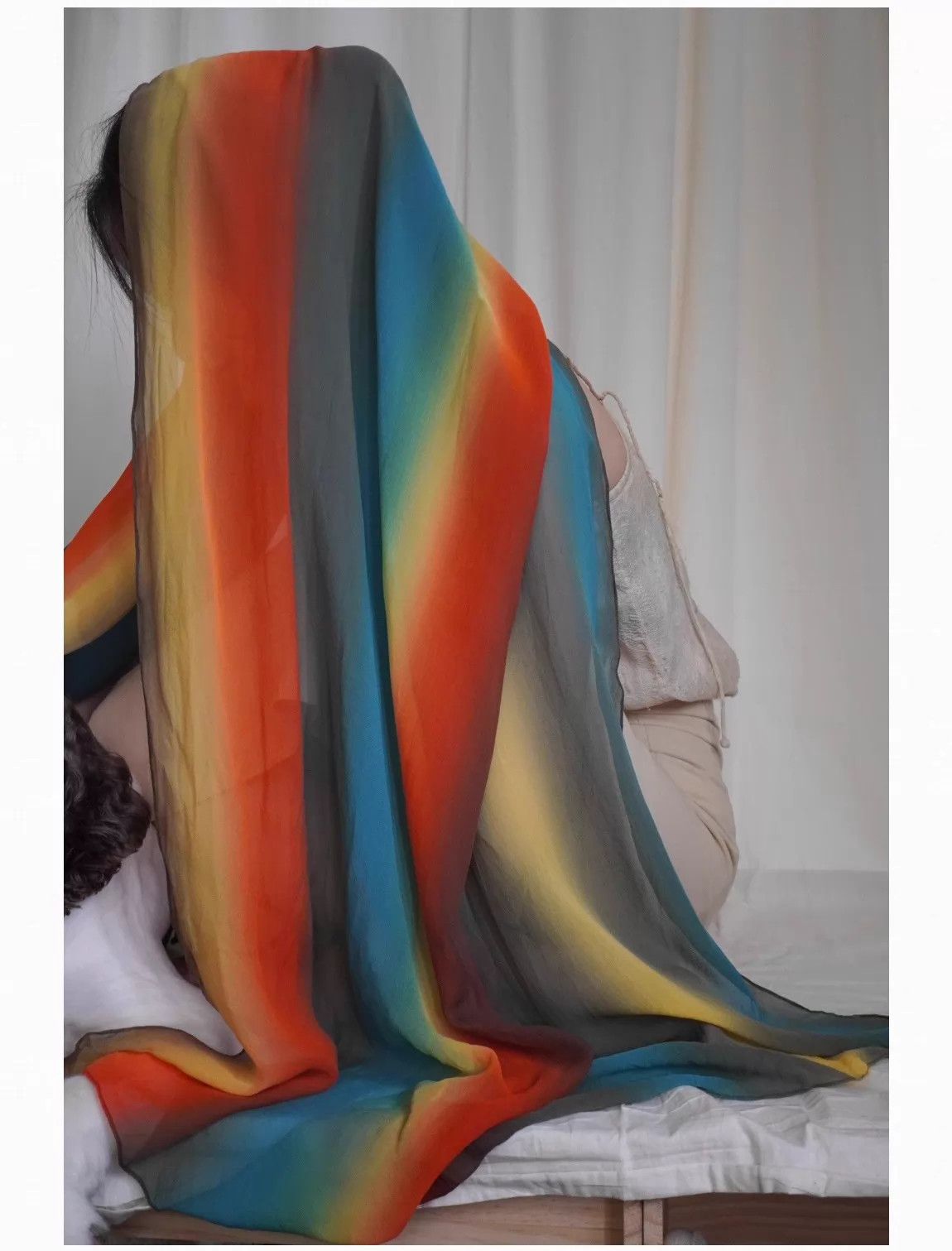 Issey Miyake Issey Miyake 2000s Ombre Wide Silk Scarf Size ONE SIZE - 1 Thumbnail