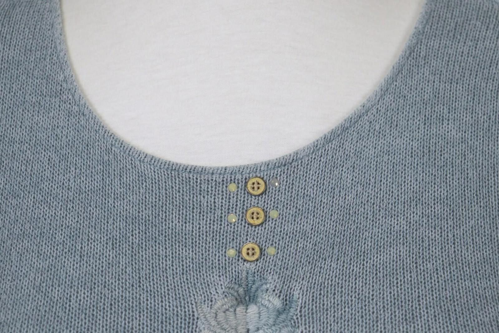 Designer Elisa Cavaletti Blue Knit Round Neck Shift Dress Size S Size S / US 4 / IT 40 - 6 Thumbnail