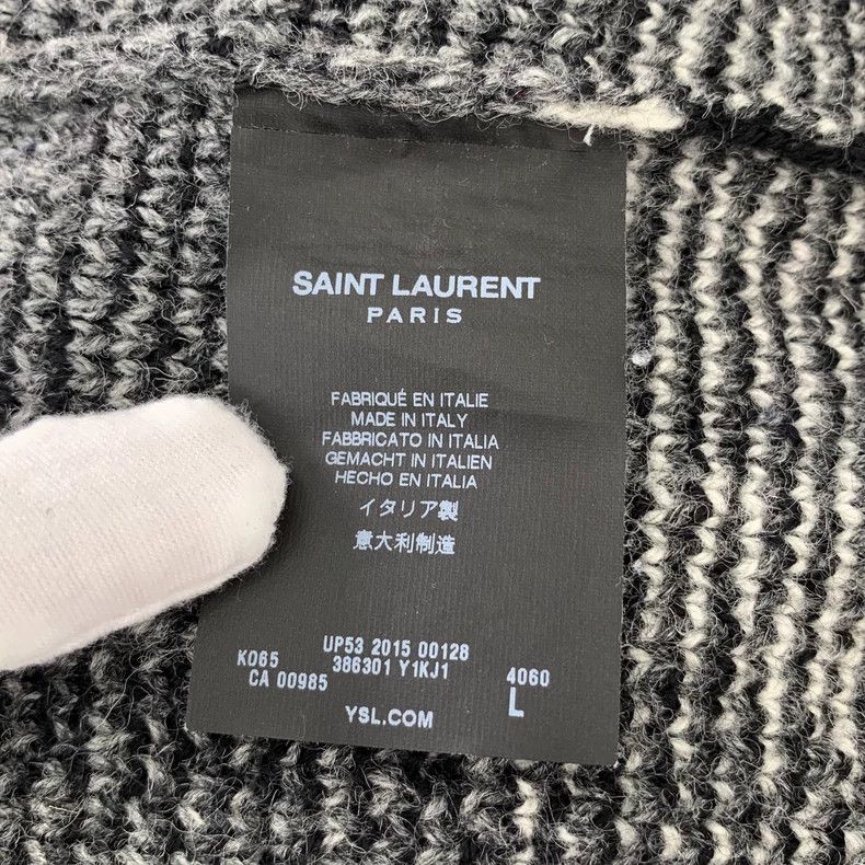 Saint Laurent Paris Saint Laurent Dark grey plaid wool crewneck long-sleeve swe Size US L / EU 52-54 / 3 - 6 Thumbnail