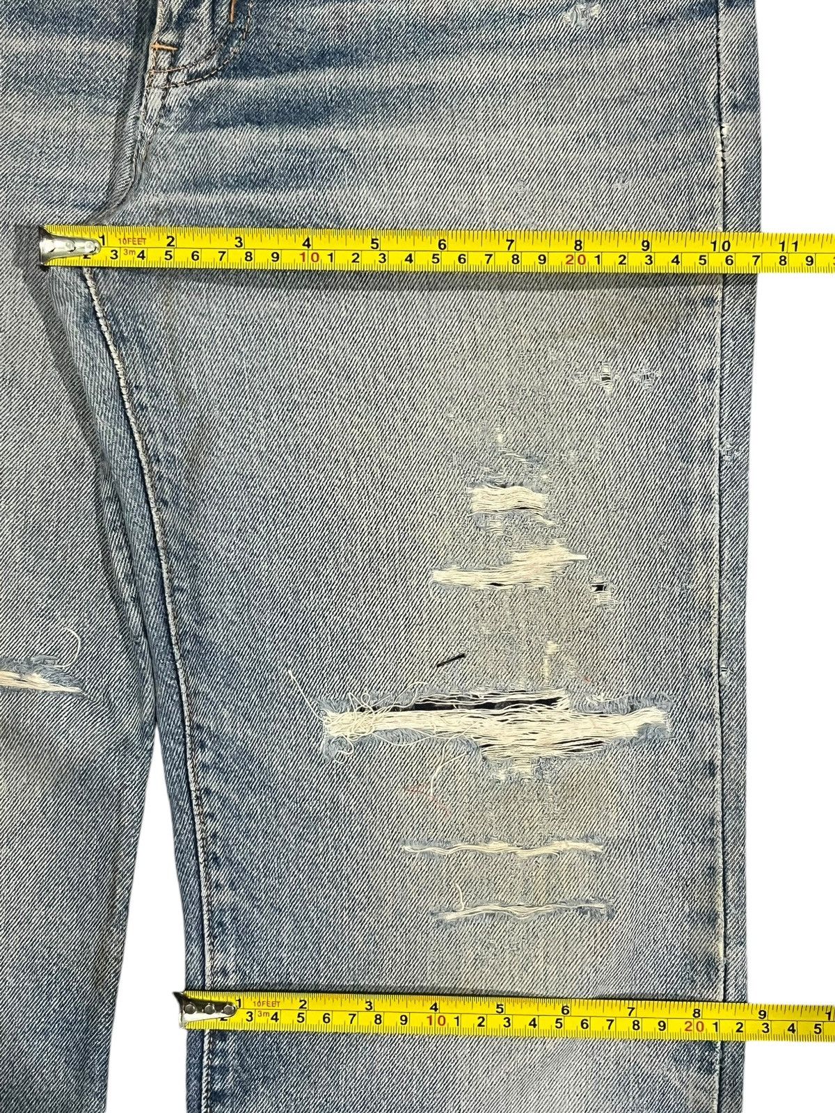 Edwin Vintage Japanese Brand Blue Washed Distressed Wide Leg Jeans Size US 30 / EU 46 - 14 Thumbnail