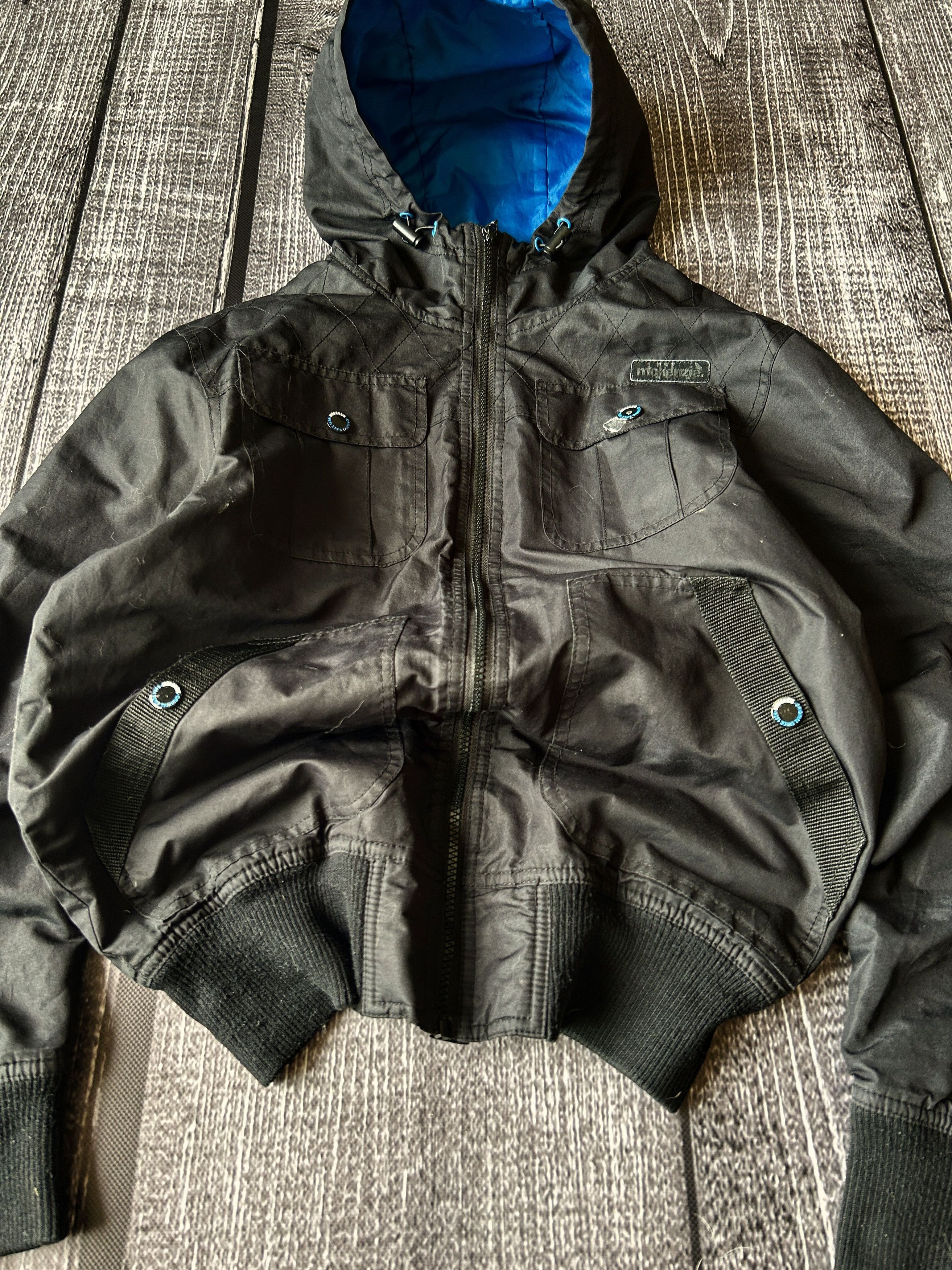 Vintage Y2K Black Hooded Bomber Jacket Cropped Utility Streetwear Size US M / EU 48-50 / 2 - 3 Thumbnail