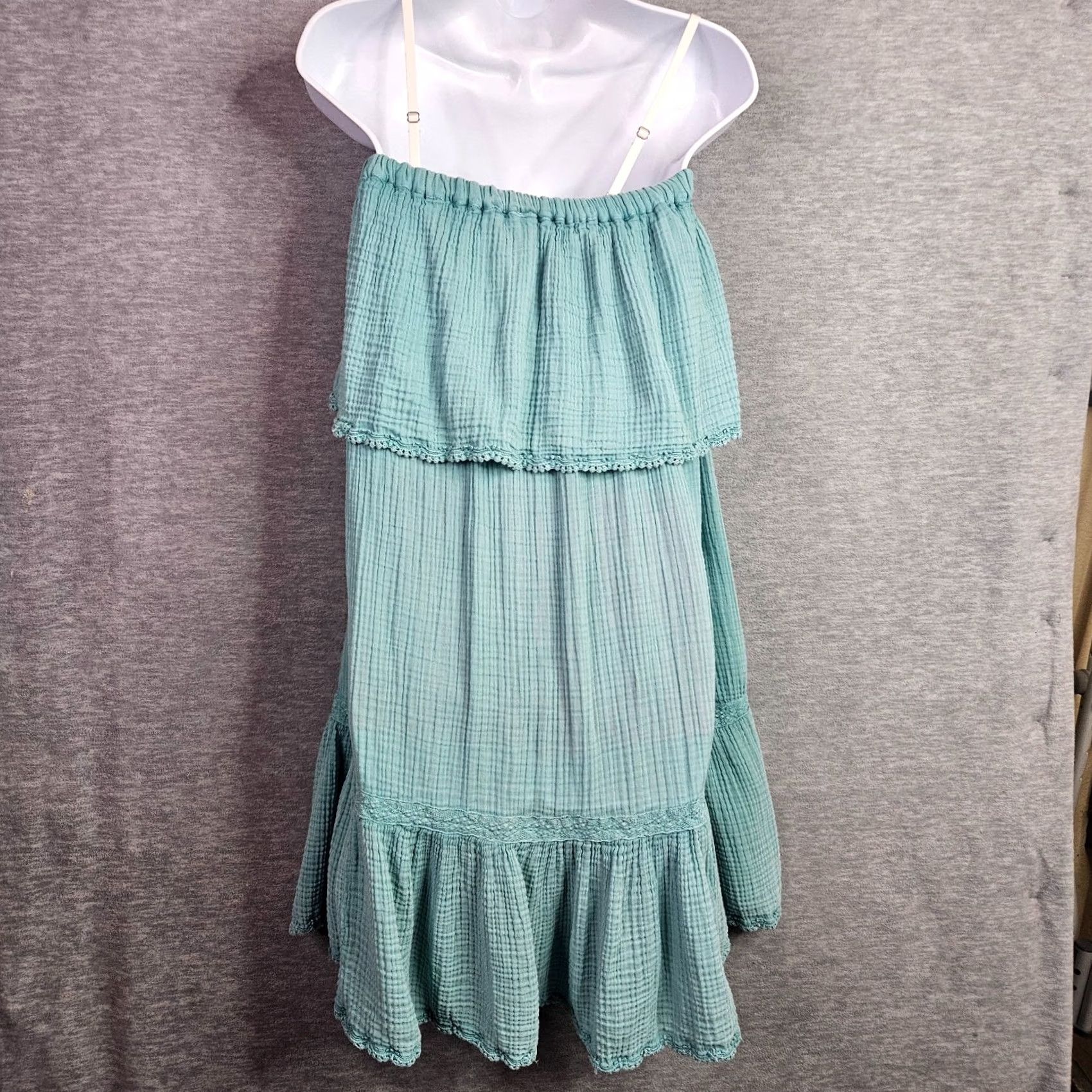 Altea Caily Practice S Teal Cotton Gauze Maxi Skirt Boho Elastic Waist Size 28" / US 6 / IT 42 - 2 Thumbnail