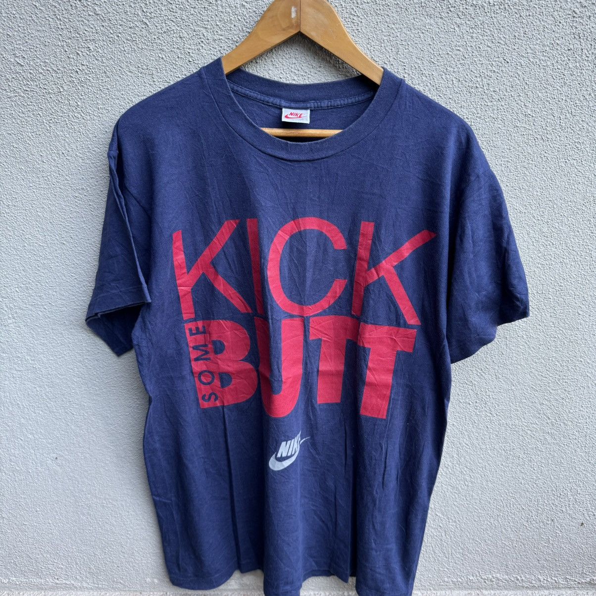 Nike Vintage NIKE kick some butt promo tee grey tag Size US L / EU 52-54 / 3 - 2 Thumbnail