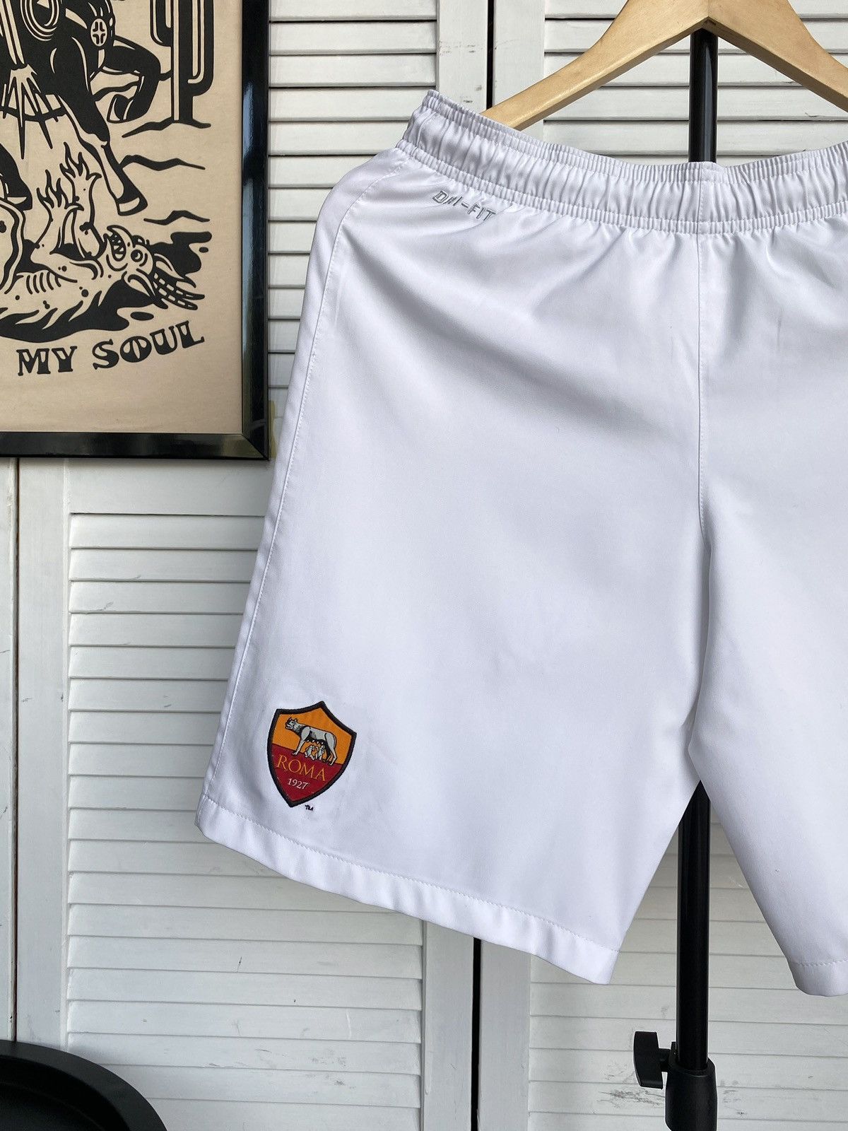 Nike × Vintage Vintage Nike AS Roma Italy Soccer Shorts Home Football White Size US 30 / EU 46 - 4 Thumbnail