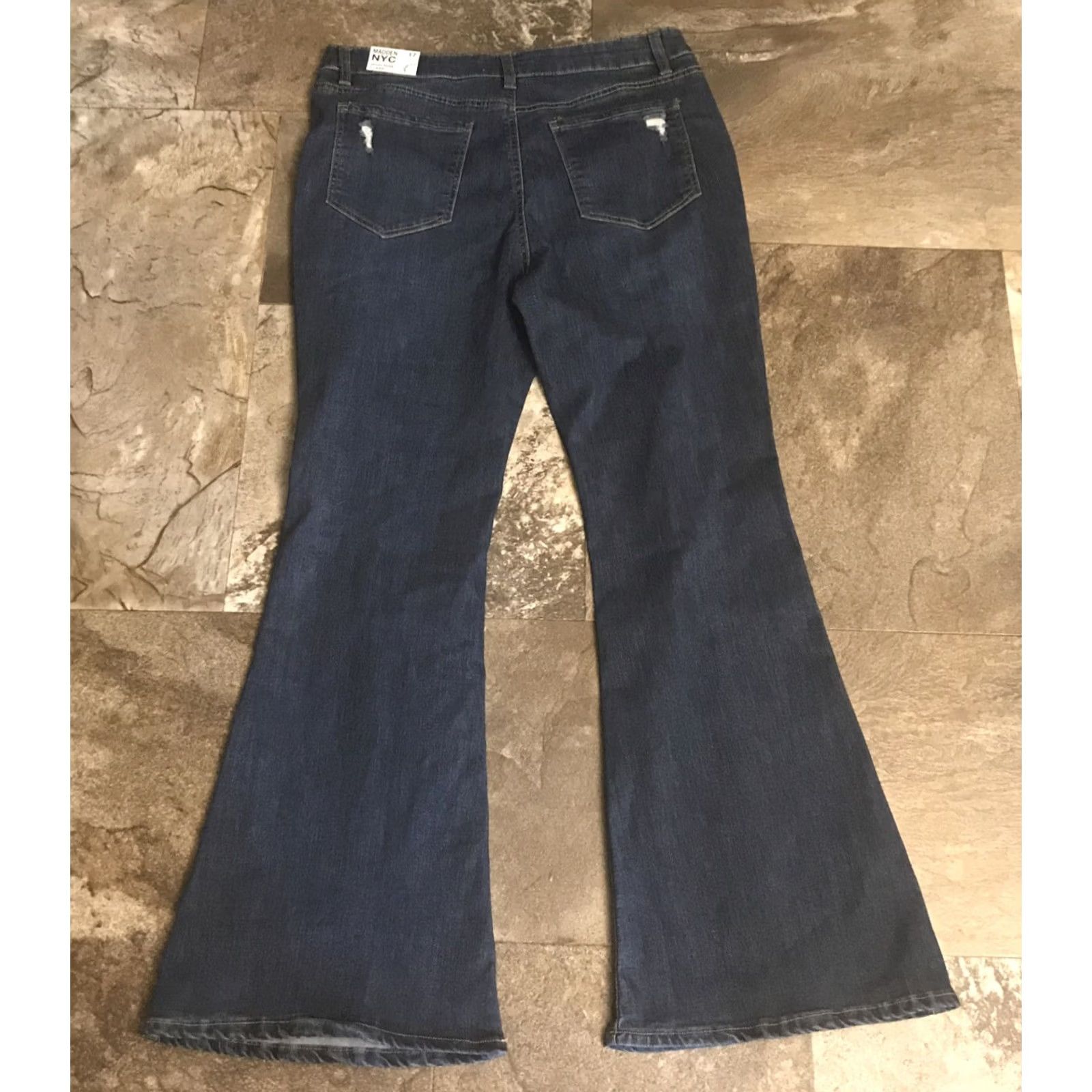 Vintage Madden NYC Jeans Flared 90s Stretch High Rise Blue Regular Women 17 35in Waist 31in Inseam NWT Vintage No Size 38" / US 16 / IT 52 - 4 Thumbnail