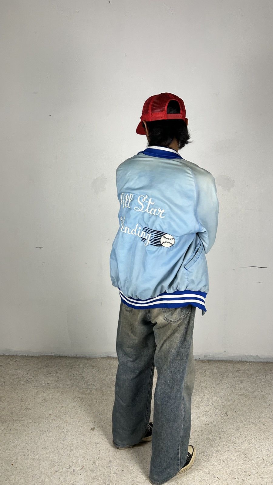 Vintage 1980s Thrashed Baseball Chainstitch Varsity Jacket Size US L / EU 52-54 / 3 - 3 Thumbnail