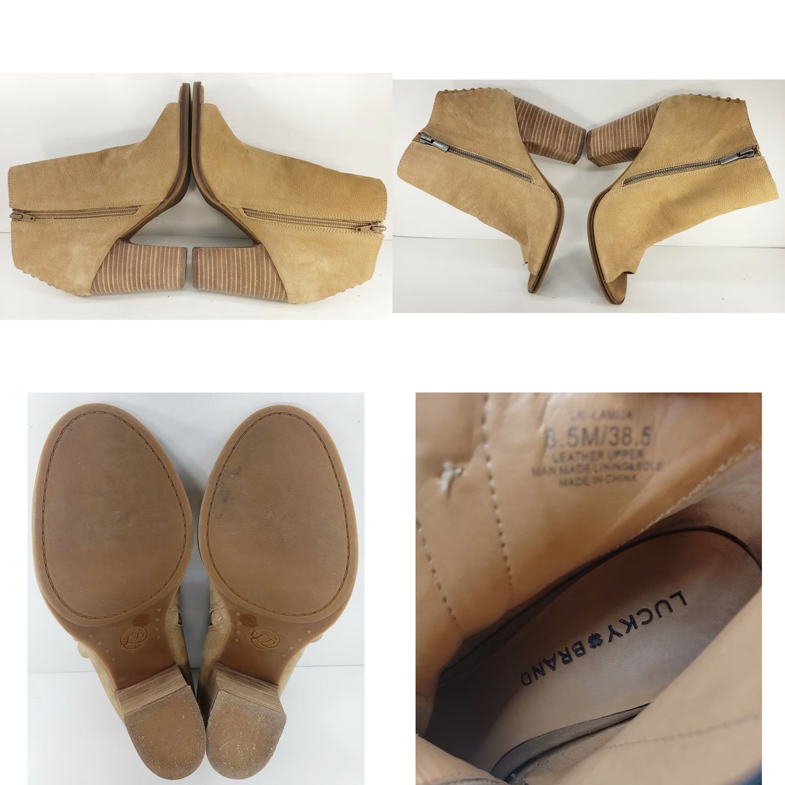 Lucky Brand Lucky Brand Lamija Open Toe Ankle Booties Brown Suede Block Heels Womens 8.5M Shoes Size US 9 / IT 39 - 8 Thumbnail
