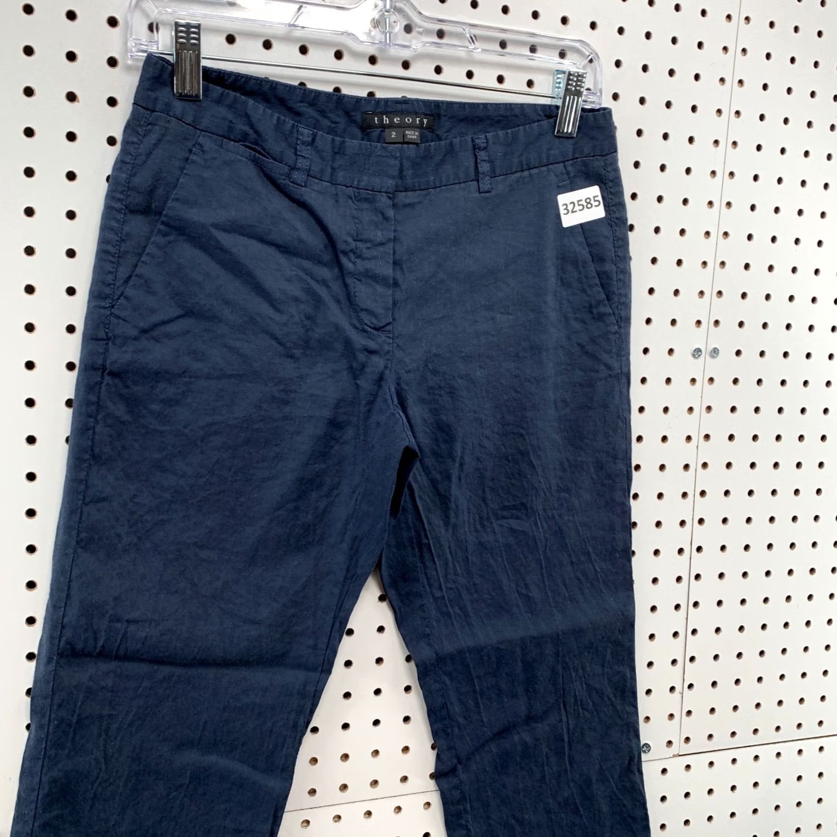 Theory Theory Chino Pants Womens Size 2 Blue Casual Linen Blend Fits 27x25.5 Size 26" / US 2 / IT 38 - 3 Thumbnail
