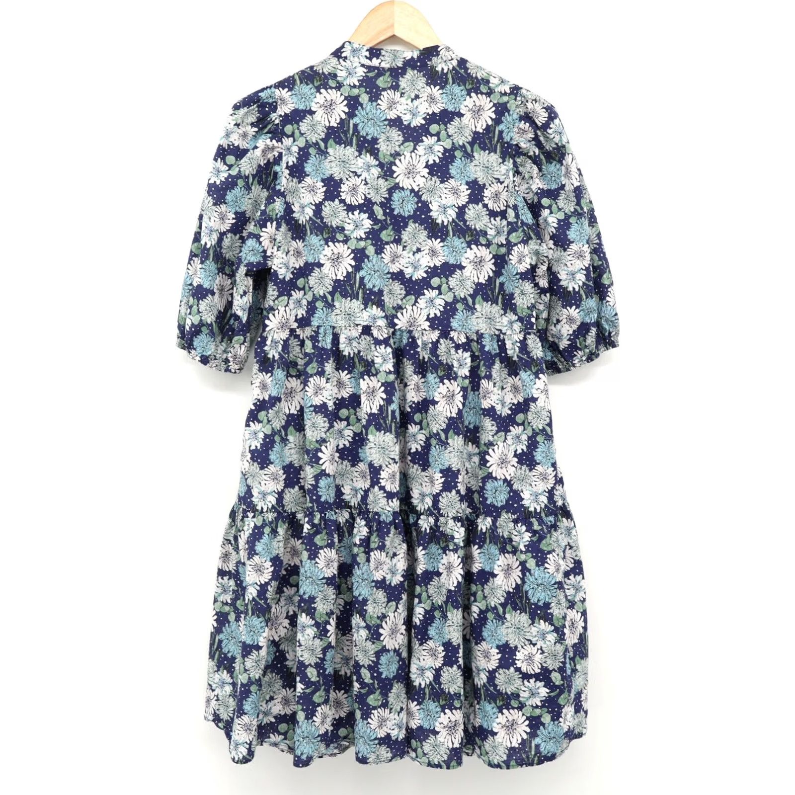 Uniqlo Uniqlo X Paul & Joe Shirt Dress Navy Blue Floral L Womens Puff Sleeve Midi Size L / US 10 / IT 46 - 2 Thumbnail