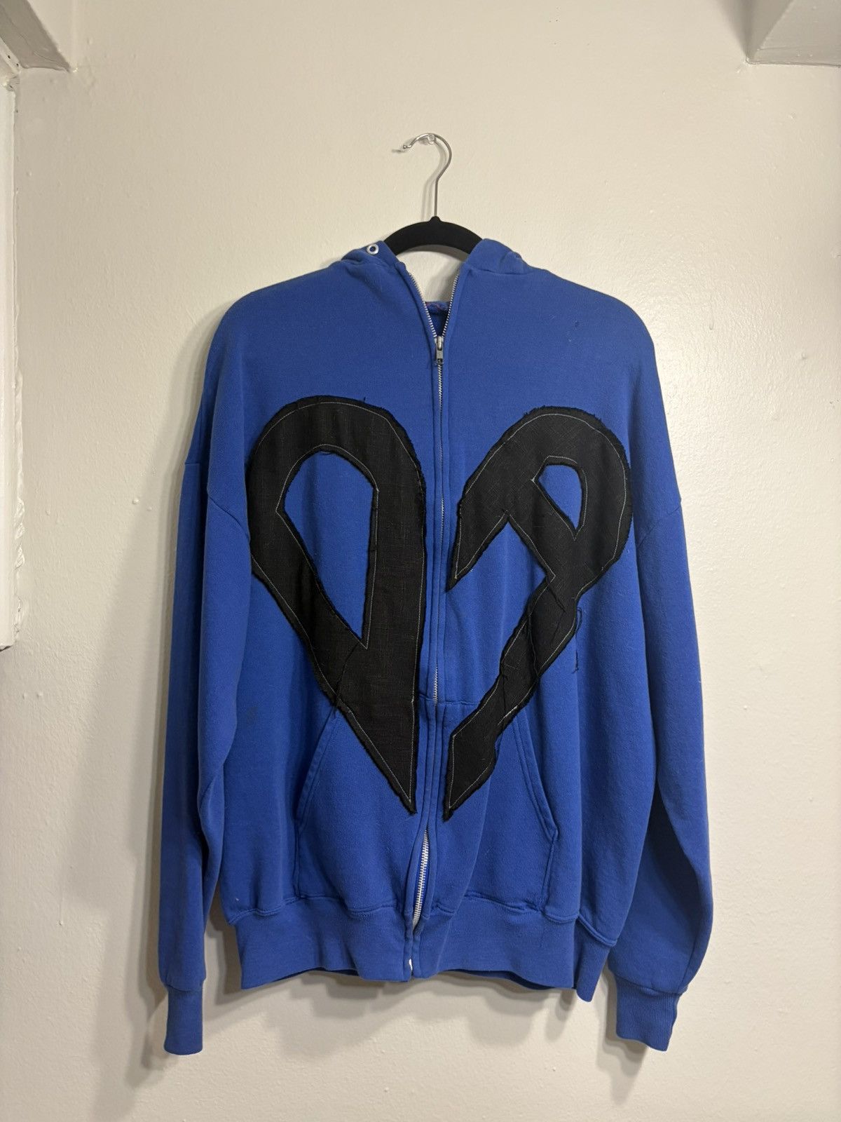 DAIN AYLOR 1/1 Blue Vintage Zip Up Hoodie w/ DA Heart Logo
