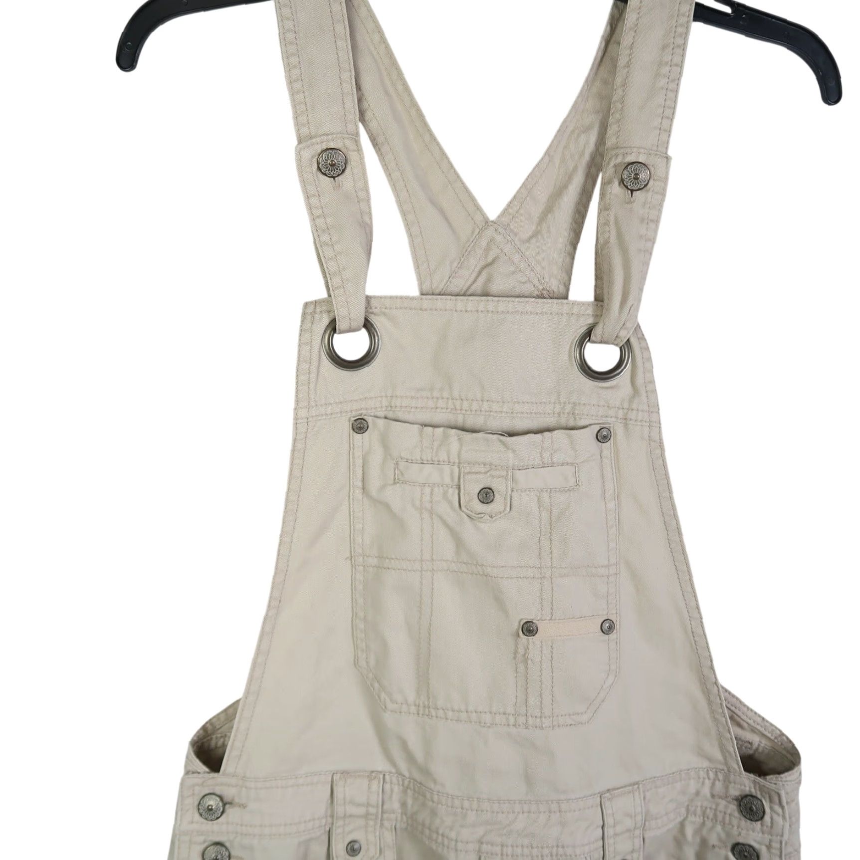 Vintage VINTAGE No Boundaries Overall Khaki Cream 11 Women Bib Straight Leg 31in Inseam 90s Theme Size 32" / US 10 / IT 46 - 2 Thumbnail