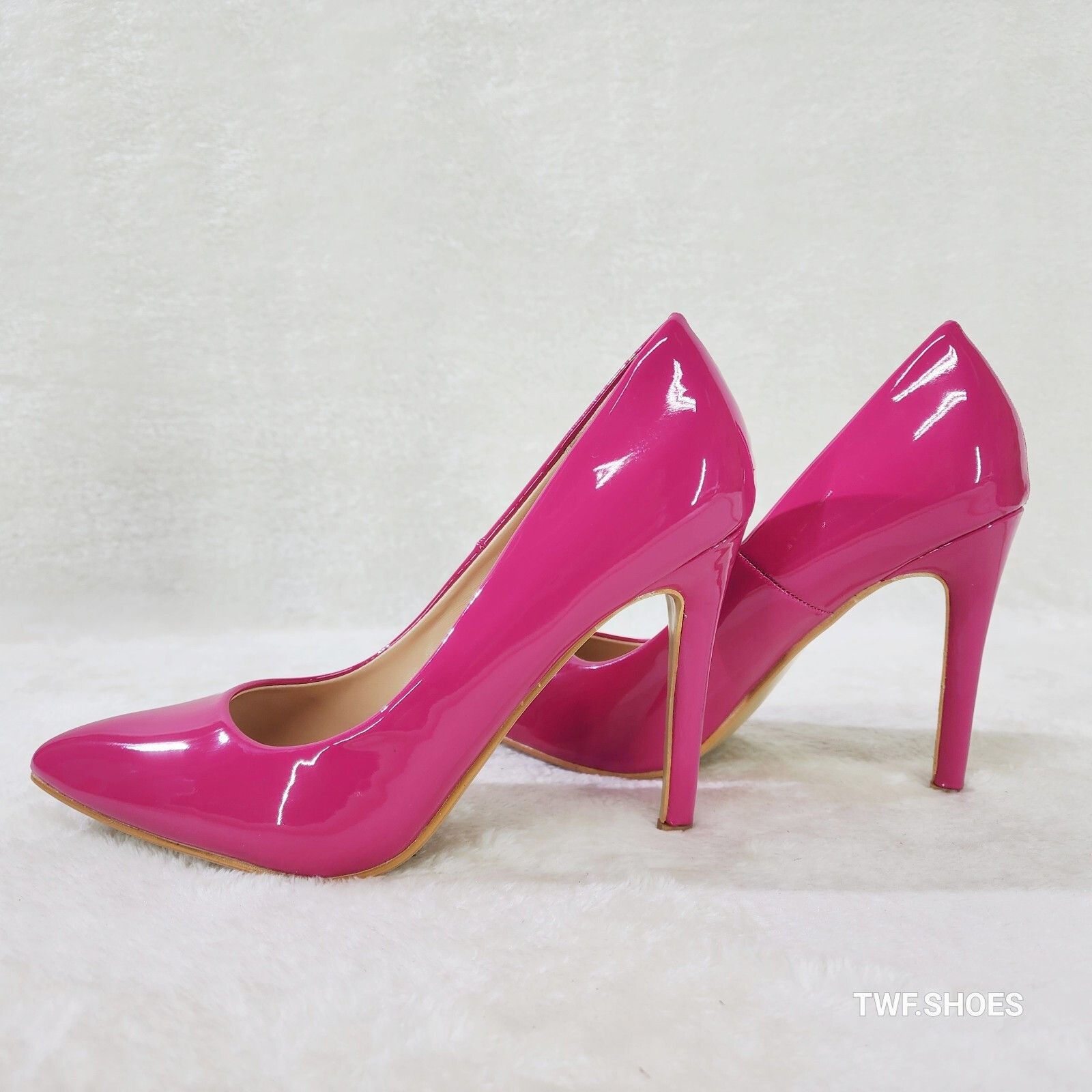 Other Glam Fuchsia Hot Pink Patent High Heel Stiletto Shoes Pumps Size US 10 / IT 40 - 2 Thumbnail