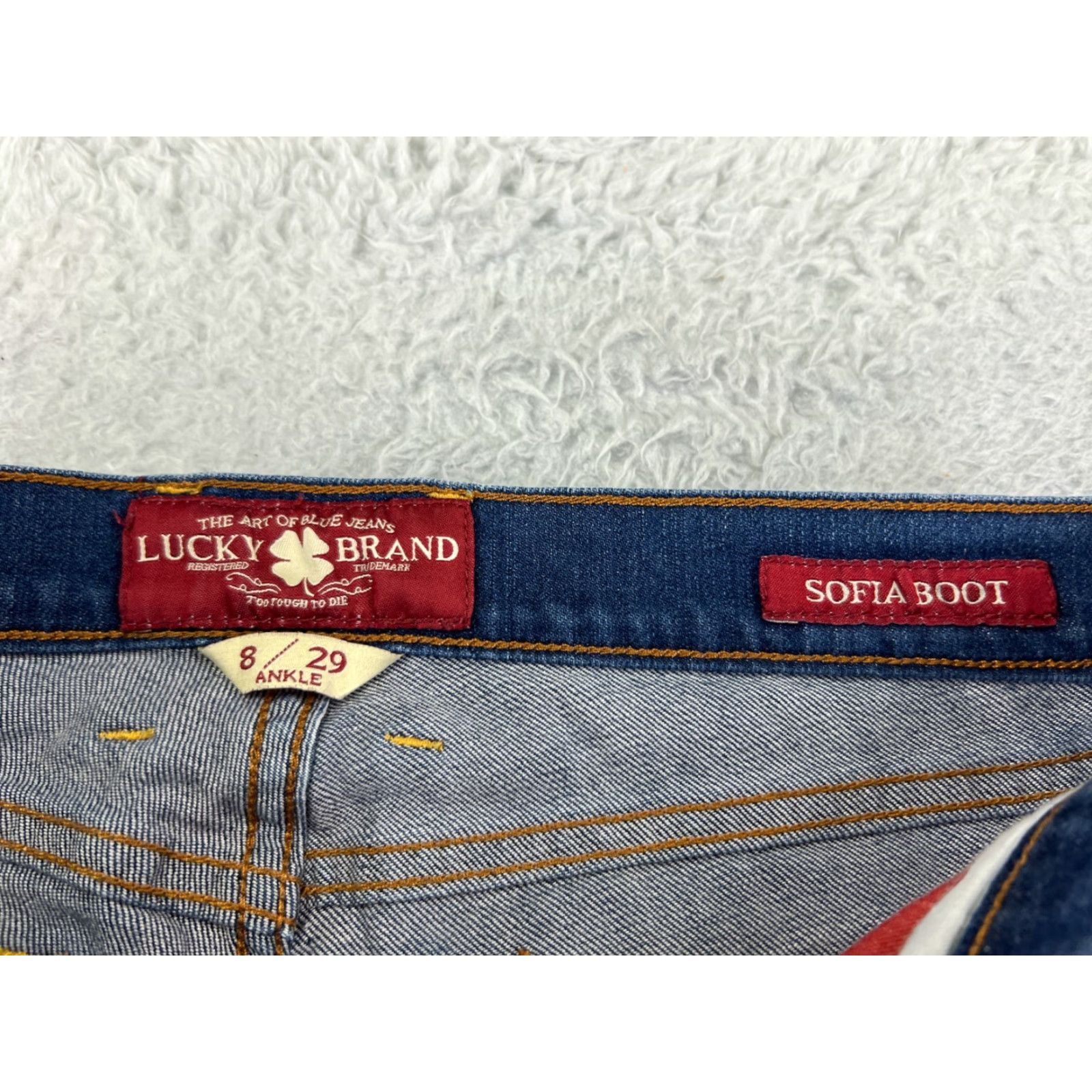 Lucky Brand Lucky Brand Jeans Womens 8 Blue Denim Sofia Ankle 5-Pocket Cotton Blend Leather Zipper Button Size 30" / US 8 / IT 44 - 3 Thumbnail