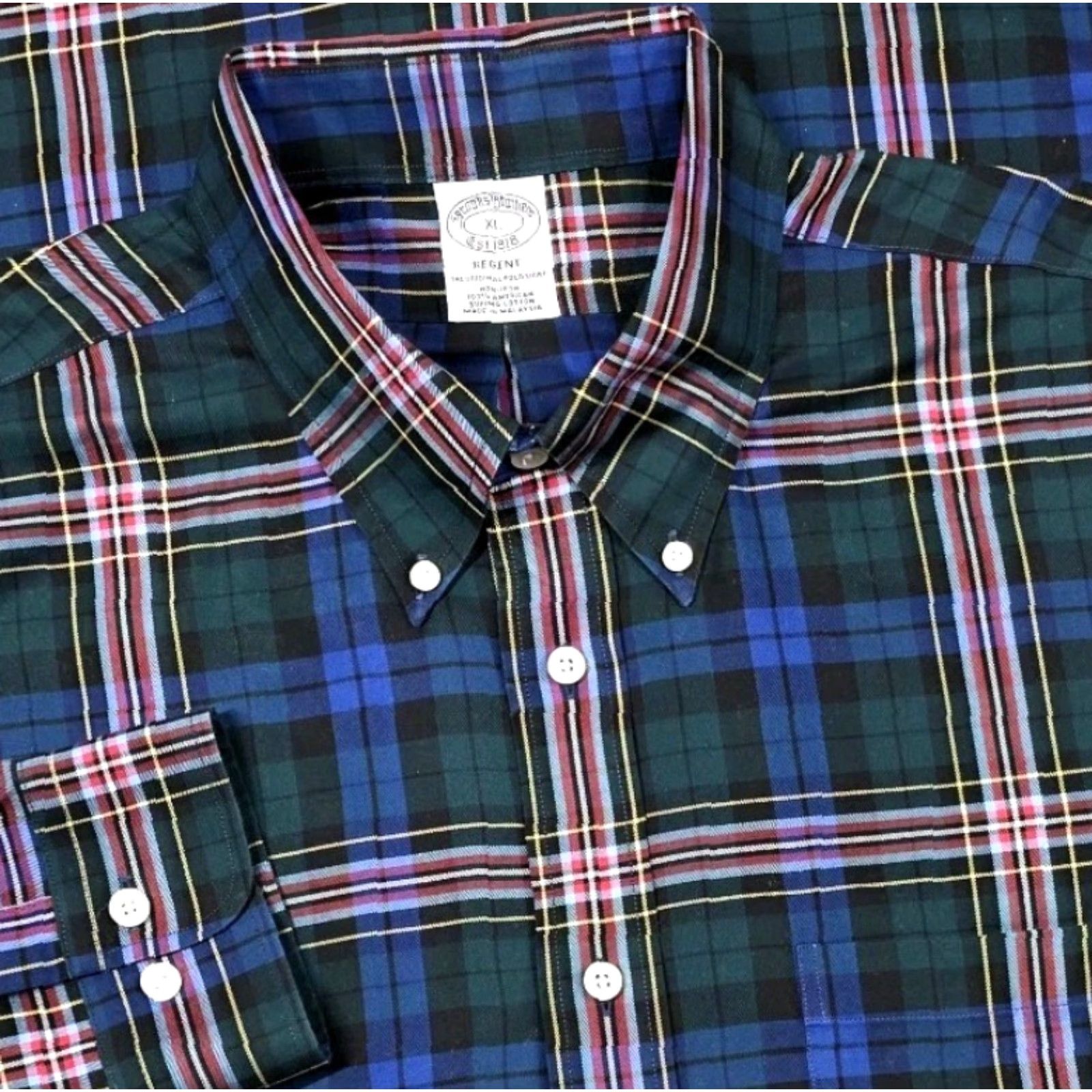 Brooks Brothers Brooks Brothers Shirt Mens XL Blue Plaid Tartan Twill Supima Regent Button Up Size US XL / EU 56 / 4 - 2 Thumbnail