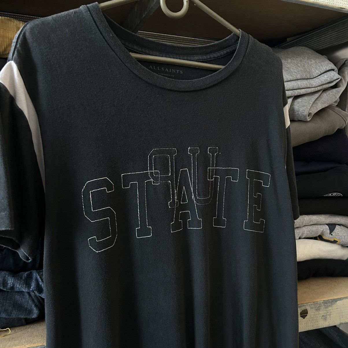 Allsaints Designer Allsaints Big Logo Streetwear y2k japan tee Size US M / EU 48-50 / 2 - 2 Thumbnail