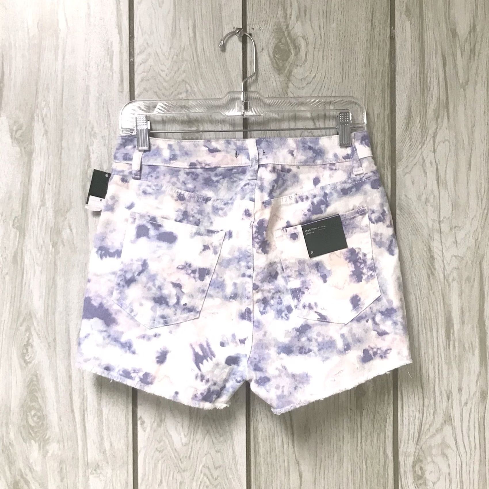 Vintage Wild Fable Women Tie-Dye Cutoff High-Rise Stretch Denim Shorts 8 Purple Frayed Hem 2" Inseam Casual Hipster 90s Vintage: No Size 30" / US 8 / IT 44 - 2 Thumbnail