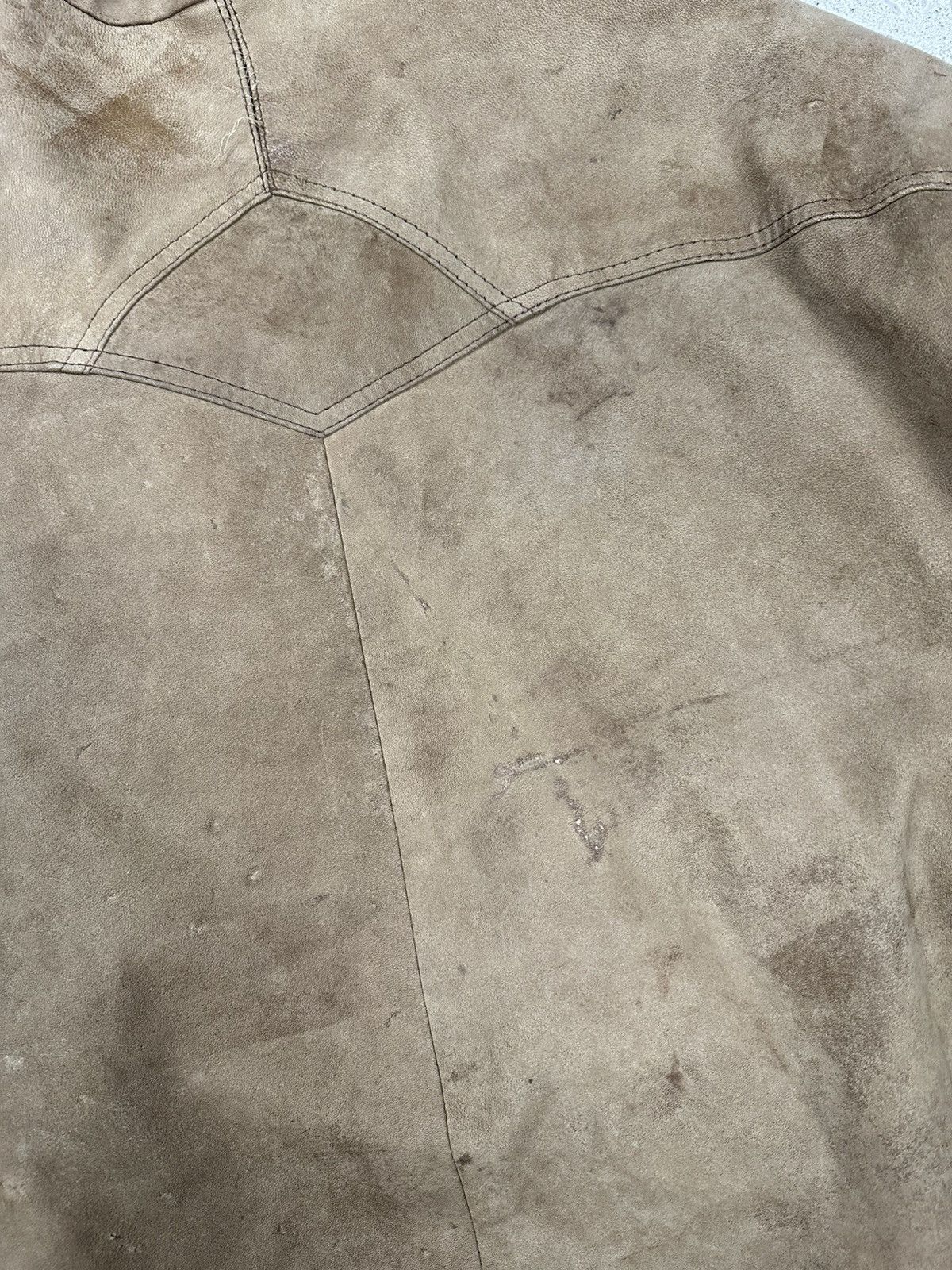 Genuine Leather × Vintage Vintage 90s Brown Distressed Utility Leather Bomber Jacket Size US L / EU 52-54 / 3 - 18 Thumbnail