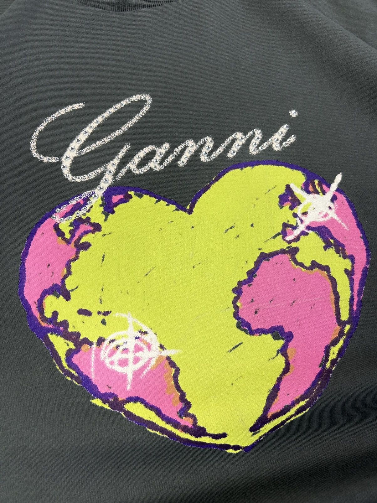Ganni Ganni Heart Graphic Print tee Gray Size L Size L / US 10 / IT 46 - 4 Thumbnail