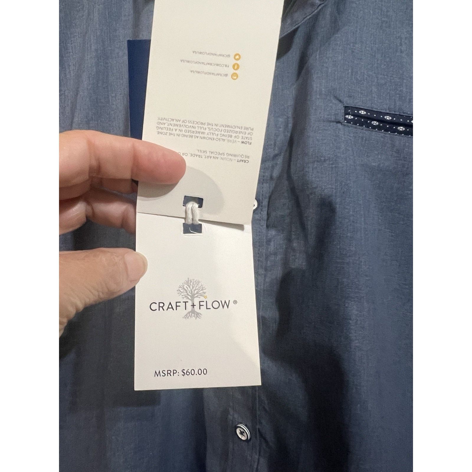 Other Craft+Flow blue mens button down dress shirt NEW NWT Size: L Size US L / EU 52-54 / 3 - 7 Thumbnail