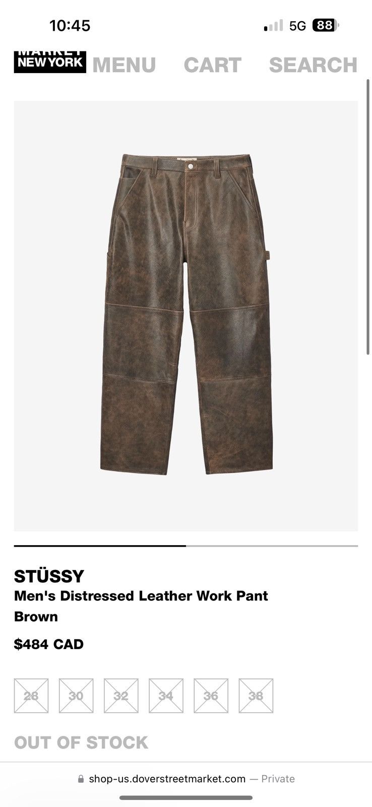 を販売 STUSSY WORK PANT DISTRESSED LEATHER - メンズ