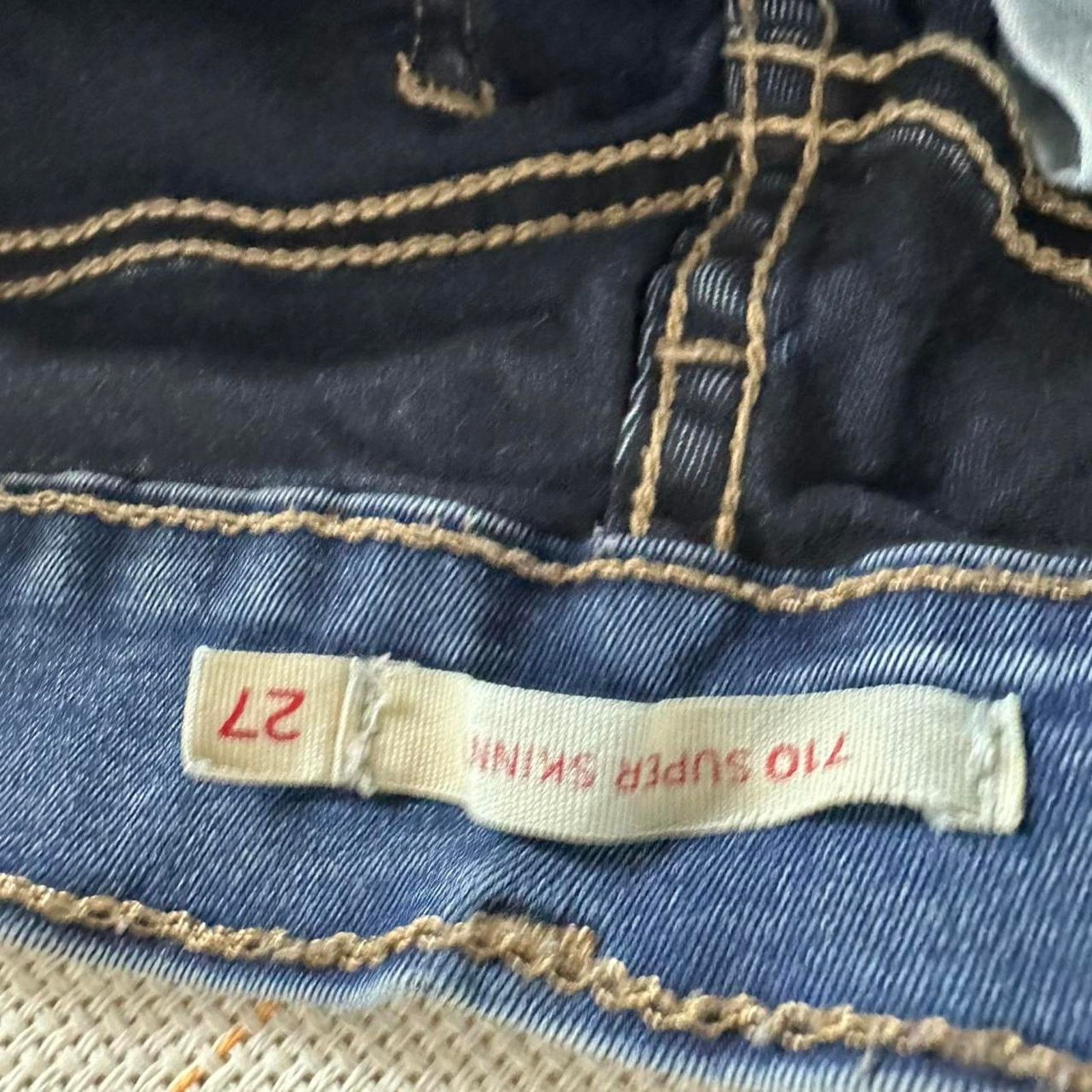 Levi's Levi's 710 Jeans Blue Super Skinny Distress Dark Wash Denim Size 27" / US 4 / IT 40 - 4 Thumbnail