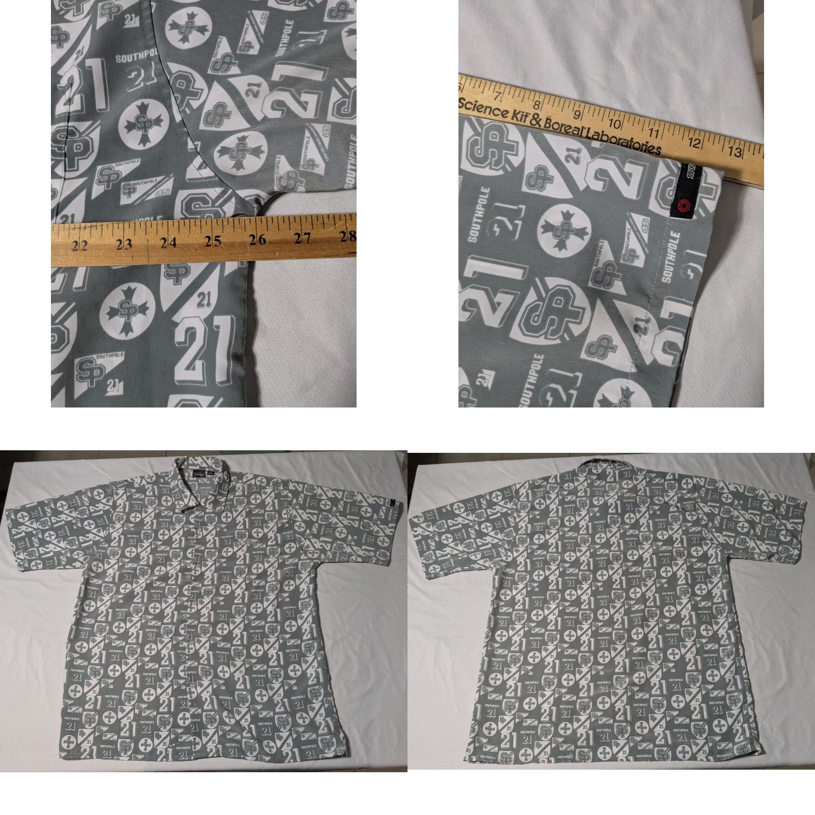 Southpole VINTAGE Southpole SP21 LOGO AOP Gray Poly Button-Up Shirt - Men XL Read Size US XL / EU 56 / 4 - 10 Thumbnail