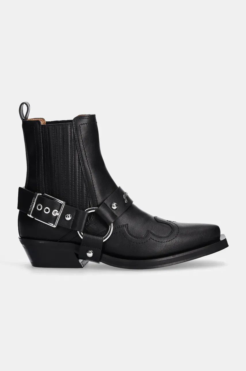 Ganni o1s22i1n0525 Western Chelsea Ankle Boots in Black Size US 8 / IT 38 - 1 Thumbnail