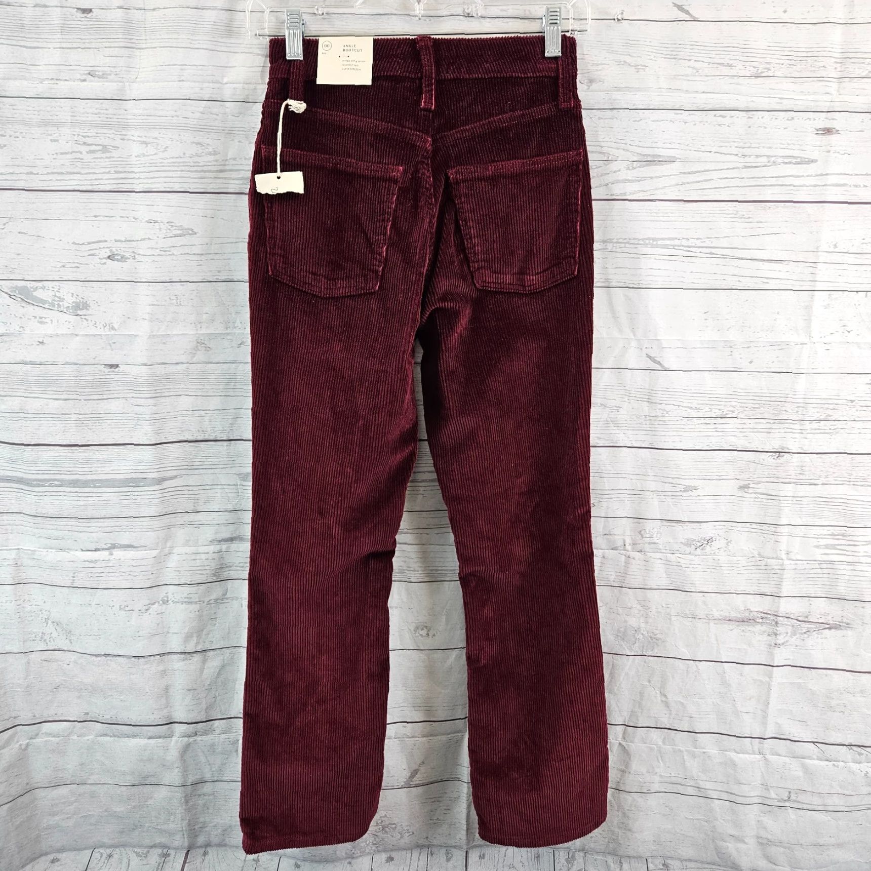 Vintage Universal Thread Womens Corduroy Pants Bootcut Ankle Sz 00 Maroon Mid Rise Size 24" / US 00 / IT 34 - 3 Thumbnail
