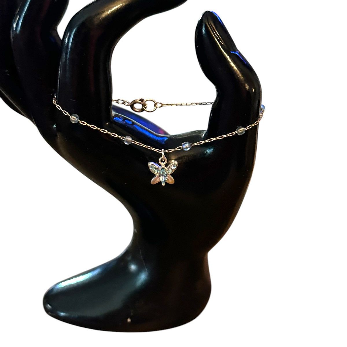 Vintage Silver tone butterfly charm chain bracelet Size ONE SIZE - 2 Thumbnail