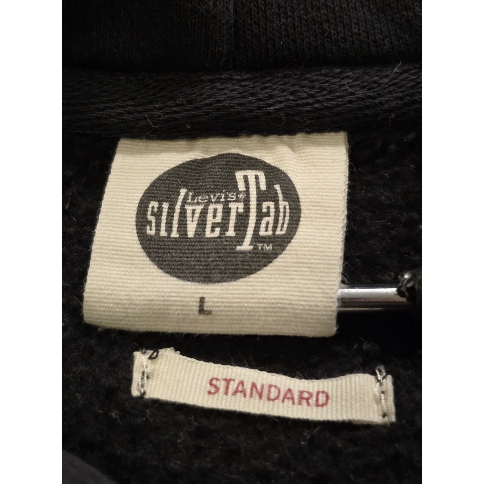 Levi's VINTAGE Levi's SilverTab Hoodie Center Logo Spellout Black Men L Cotton Fleece Graphic Print Hooded Pockets Crew Neck Retro Grunge 90s Size US L / EU 52-54 / 3 - 5 Thumbnail
