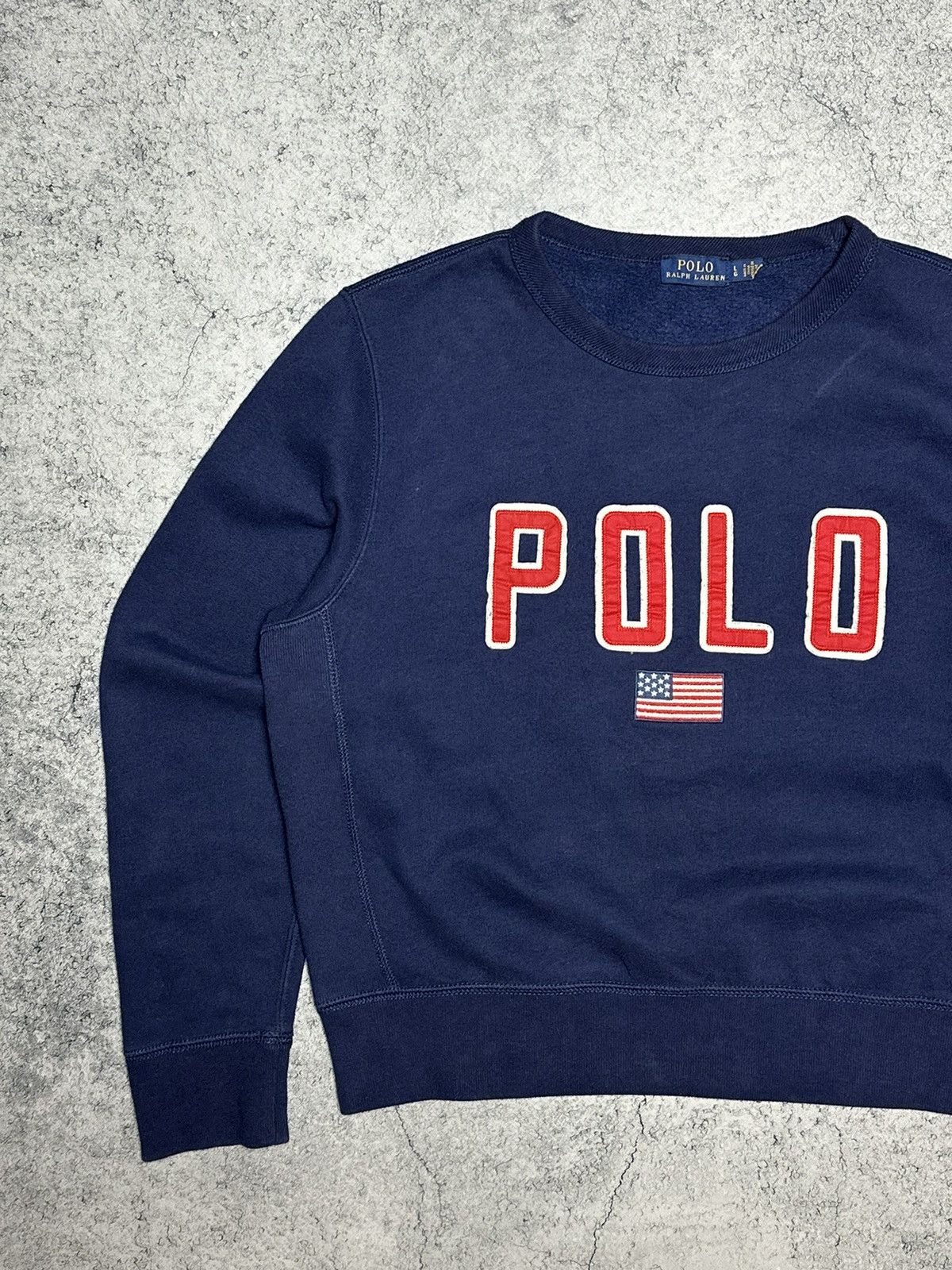 Polo Ralph Lauren × Ralph Lauren × Vintage Polo Ralph Lauren USA American Flag Sweatshirt Size M / US 6-8 / IT 42-44 - 2 Thumbnail