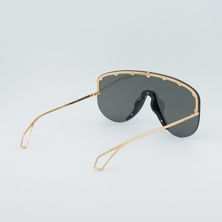 Gucci Gucci GG0667S 001 Sunglasses Gold Shield Frame, Grey Lenses Size ONE SIZE - 4 Thumbnail