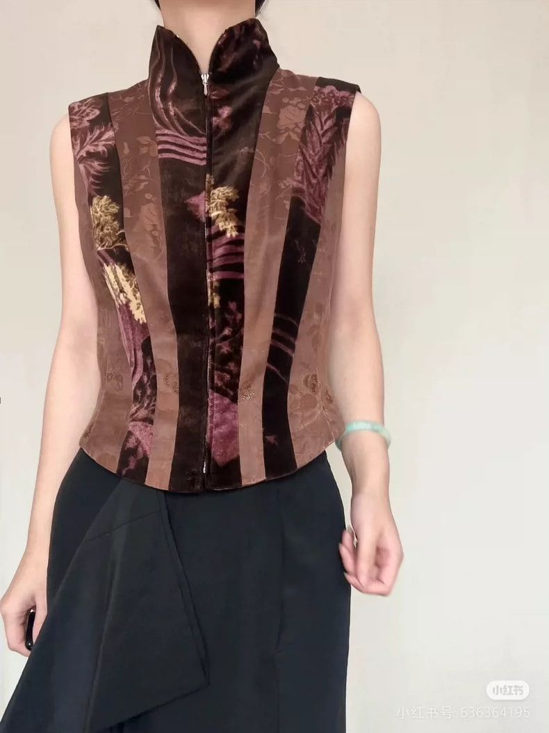 Kenzo KENZO Vintage velvet plant guide patchwork vest Size XS / US 0-2 / IT 36-38 - 9 Thumbnail