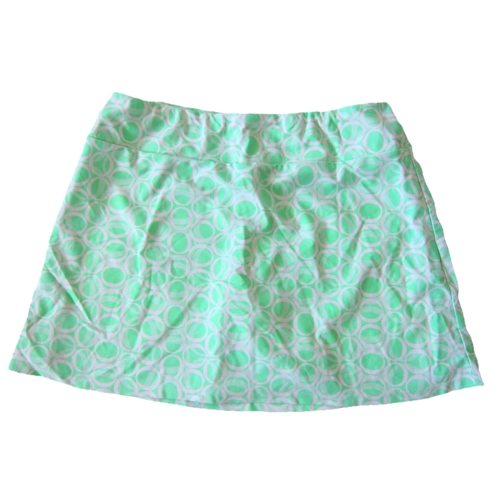 Vintage BO & NIC Green White Polka Dot Stretch Tennis Skort L Women Activewear Short Skirt Built In Shorts Size 36" / US 14 / IT 50 - 2 Thumbnail