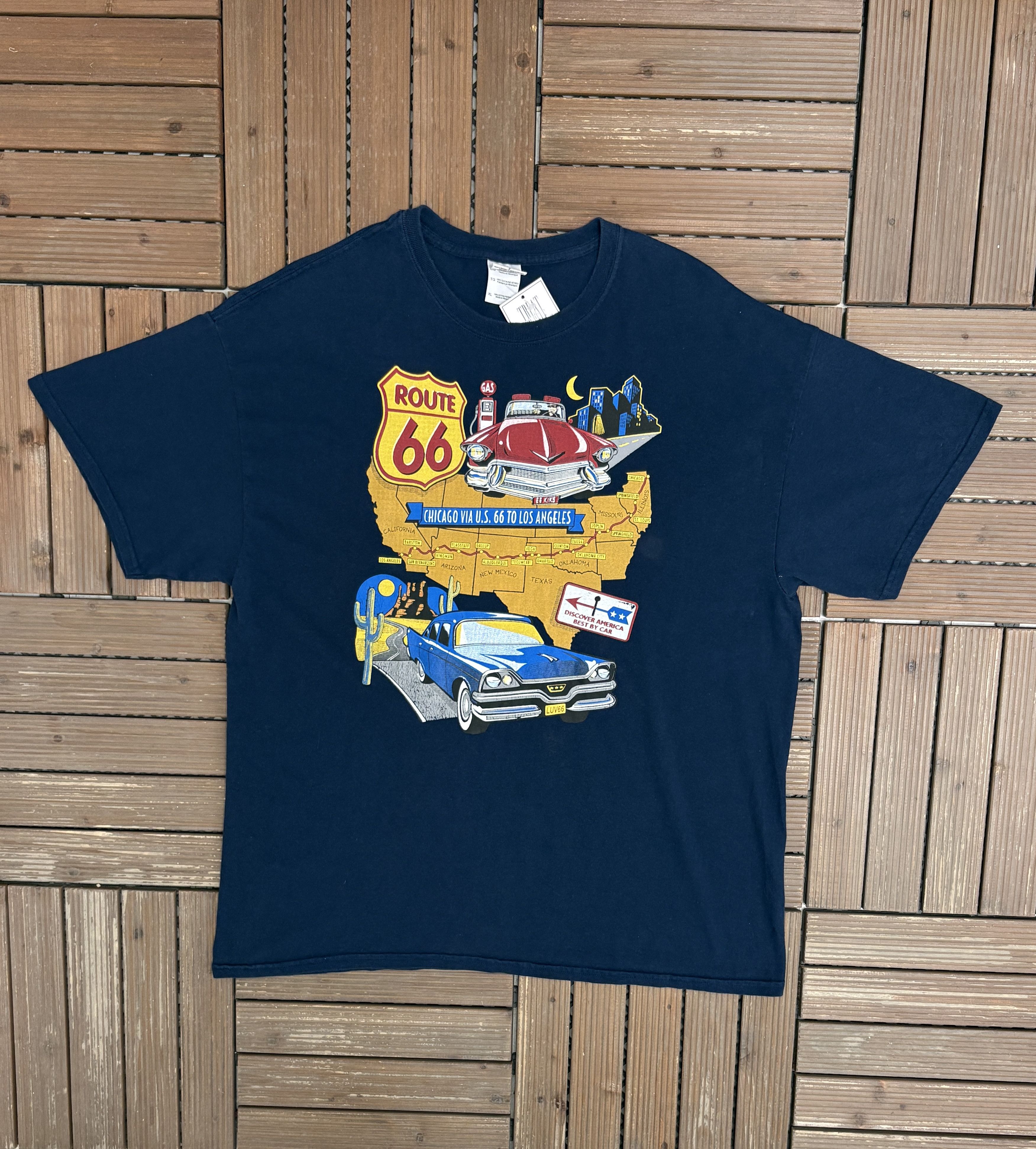 Vintage Route 66 Discover America Best By Car Vintage T-Shirt Tee Size US XL / EU 56 / 4 - 1 Thumbnail
