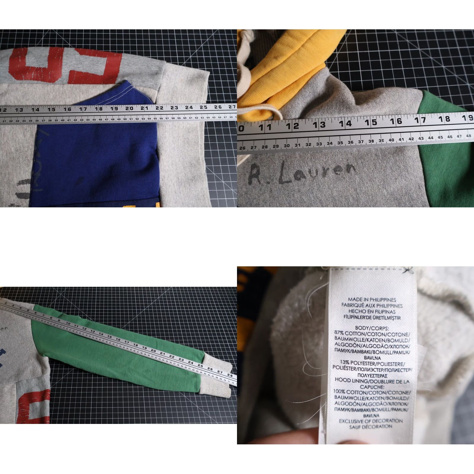 Polo Ralph Lauren Polo Ralph Lauren Hoodie Shirt Men's Small Gray Patchwork Colorblock Varsity Stencil Colorful 90s Retro Size US S / EU 44-46 / 1 - 8 Thumbnail