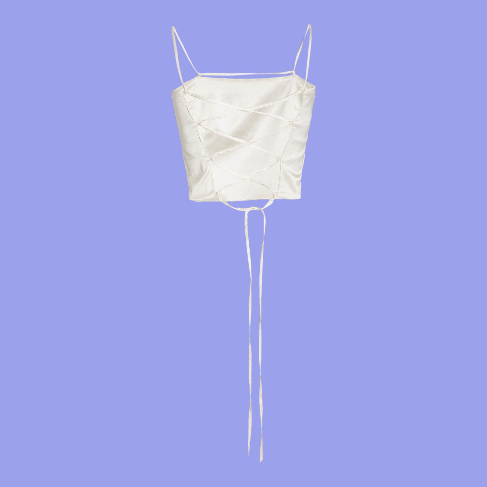 GAUGE81 Gauge 81 Lace Up Backless Ivory Satin Crop Top Size M / US 6-8 / IT 42-44 - 3 Thumbnail