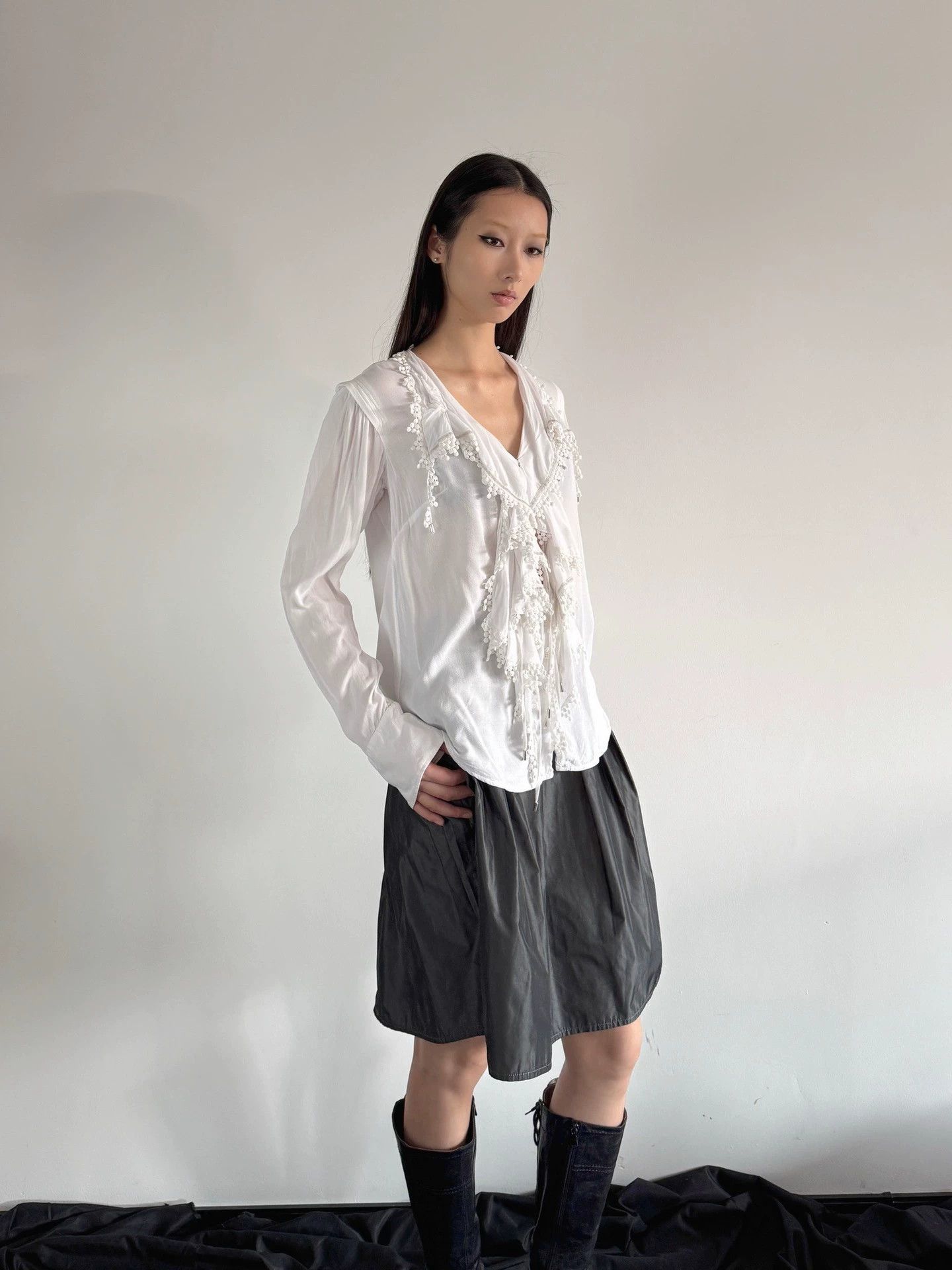 Vintage French Brand Distressed Tie Linen/Cotton Jkt Women Size 40 Size S / US 4 / IT 40 - 5 Thumbnail