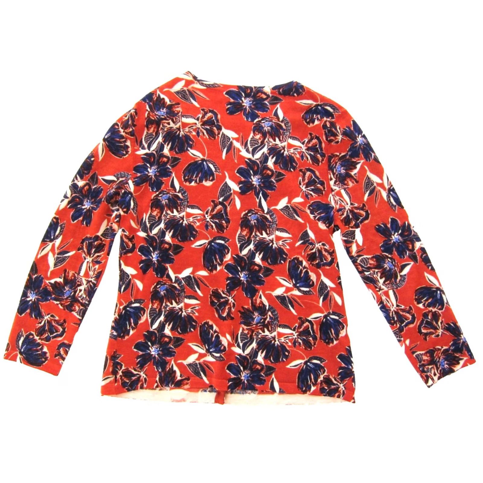 Vintage Garnet Hill Cardigan Knit Sweater S Floral 100% Merino Wool Orange Blue Ivory Women Size S / US 4 / IT 40 - 2 Thumbnail