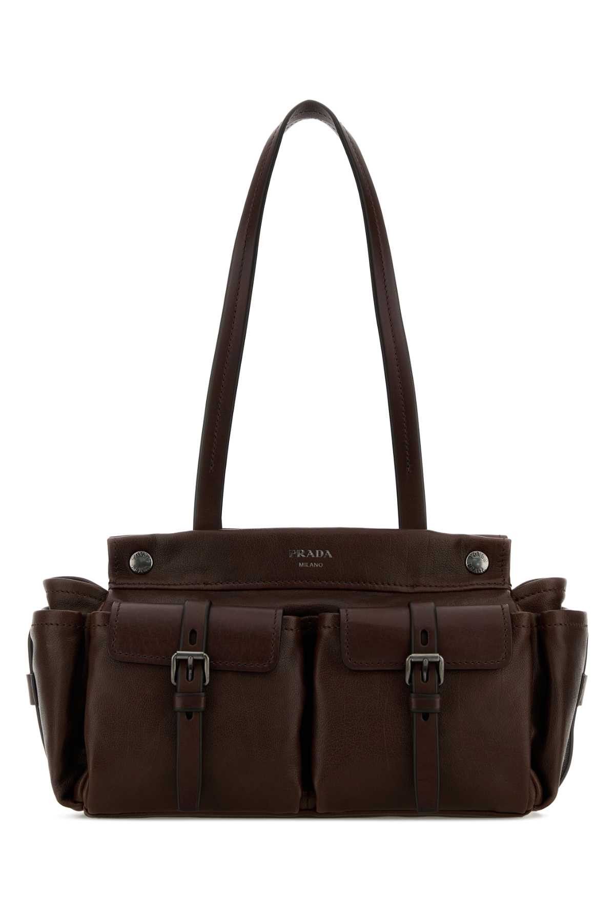 Prada Chocolate Leather Medium Prada Route Shopping Bag Size ONE SIZE - 1 Thumbnail